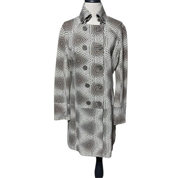 Sao Paulo Long Sleeve Abstract Pea Coat Duster Size 8 - Picture 1 of 6